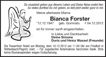 Traueranzeige von Bianca Forster von Pegnitz-Zeitung